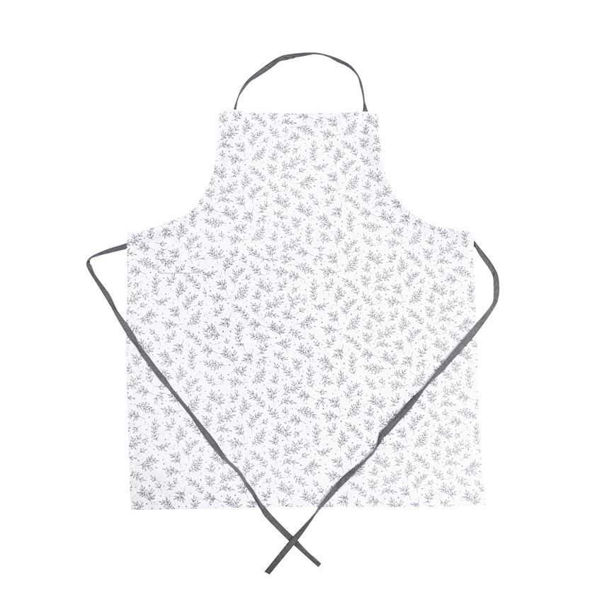 Återvunnen Förkläde Flora, Vit/Mörkgrå