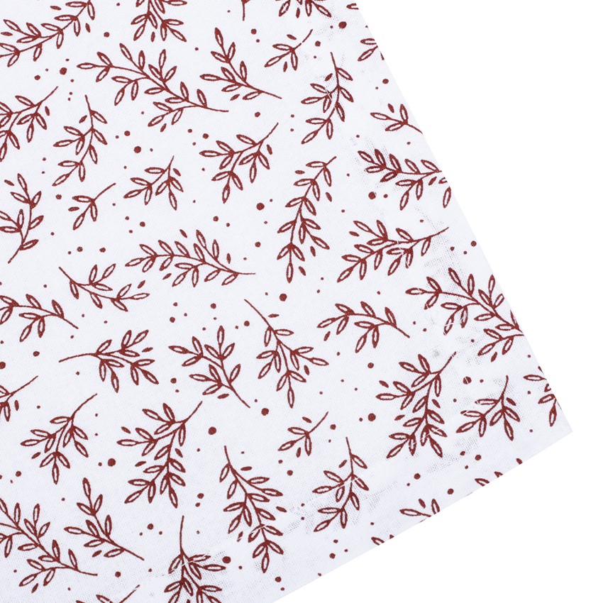 Återvunnen Duk Flora, Vit/Mörkröd