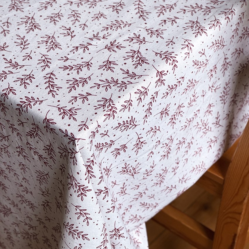 Återvunnen Duk Flora, Vit/Mörkröd