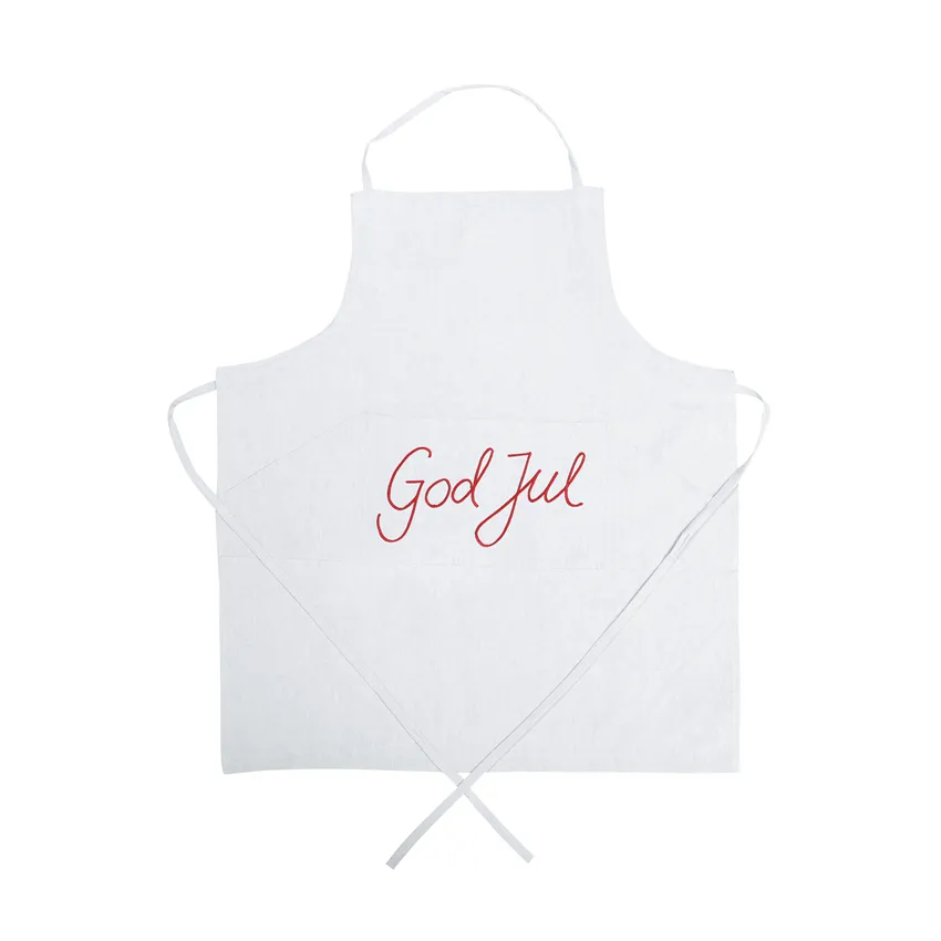 Återvunnet Förkläde God Jul, Linne/Mörkröd