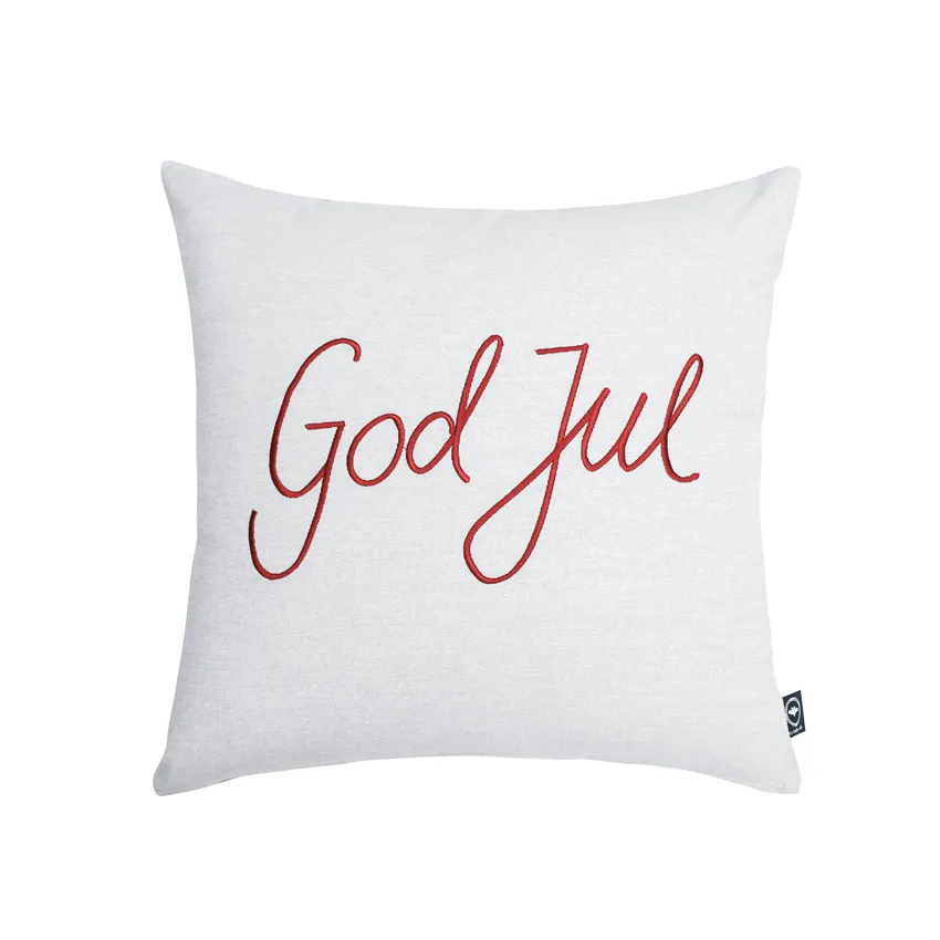 Återvunnet Kuddfodral God Jul, Linne/Mörkröd