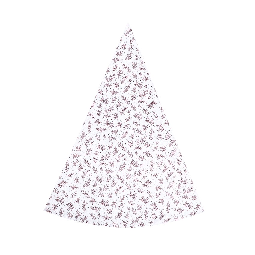 Återvunnen Rund Duk Flora, Vit/Mörkröd