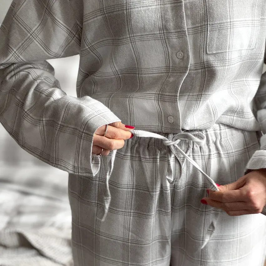 Pyjamasbyxor Abisko, Grå/Vit