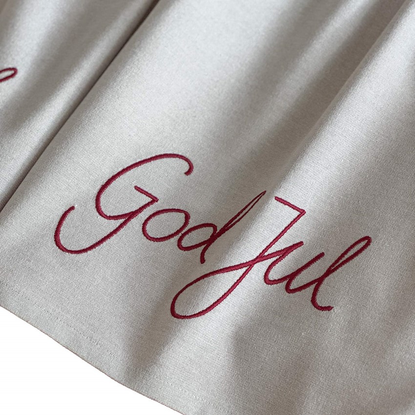 Återvunnen Gardinkappa God Jul, Linne/Mörkröd