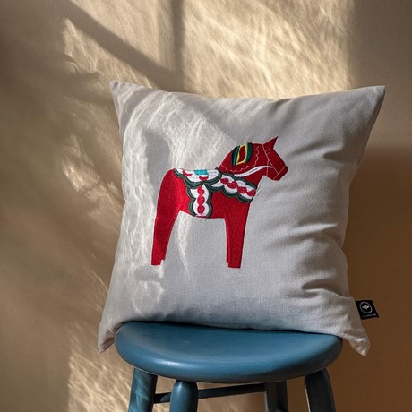 Återvunnet Kuddfodral Rättvik, Linne/Vit