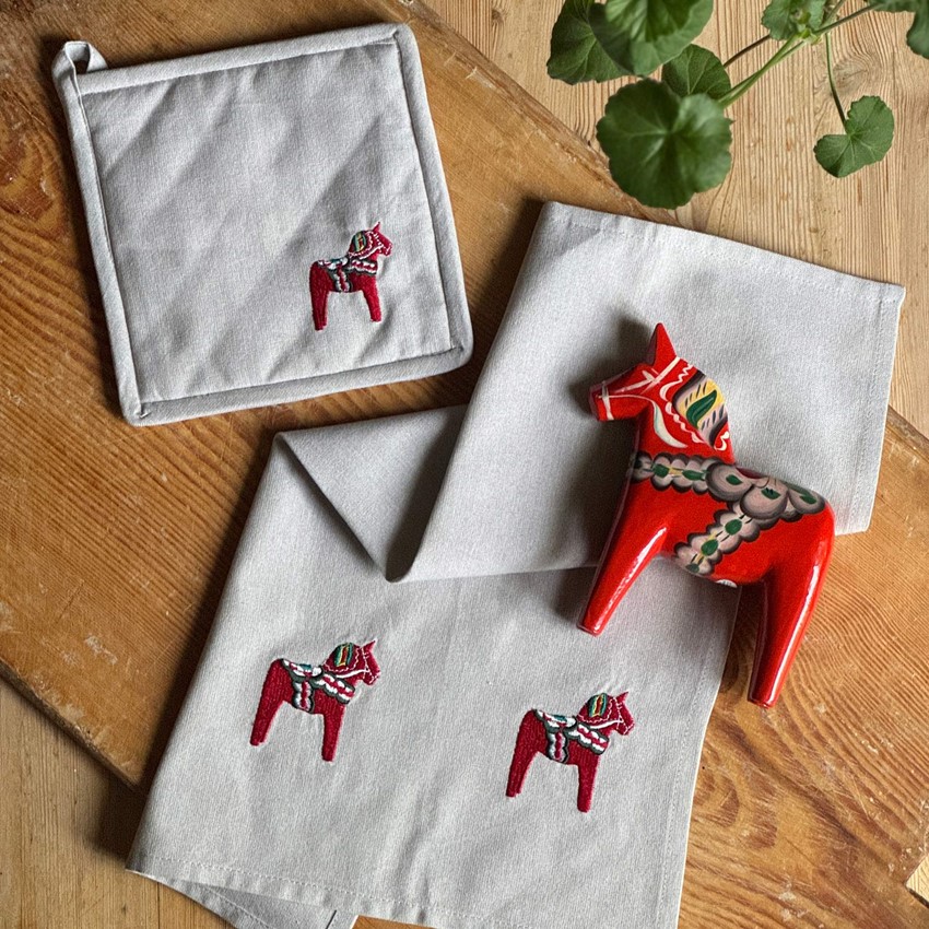 Återvunnen Grytlapp Rättvik, Linne/Vit