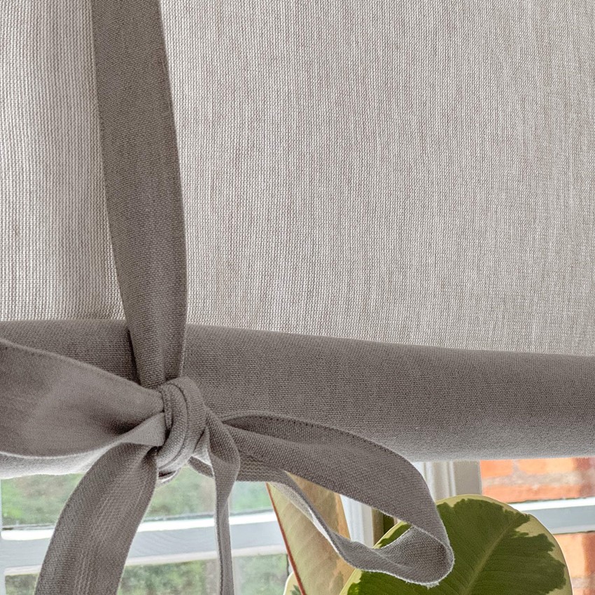 Återvunnen Knyt-hissgardin Elin, Linne/Vit