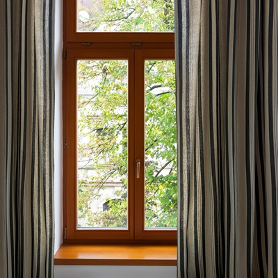 Återvunnen Gardinlängd 2-pack Isabell, Linne/Olivgrön