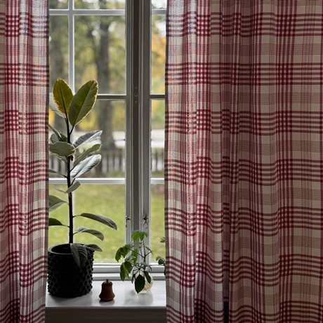 Återvunnen Gardinlängd 2-pack Mimmi, Linne/Mörkröd