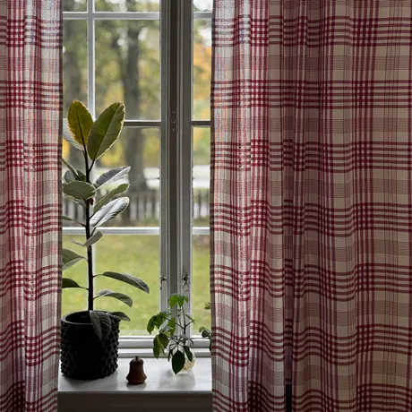 Återvunnen Gardinlängd 2-pack Mimmi, Linne/Mörkröd