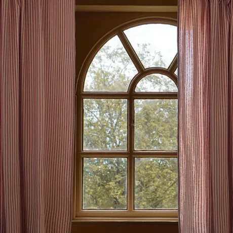 Återvunnen Gardinlängd 2-pack Alf, Mörkröd/Linne