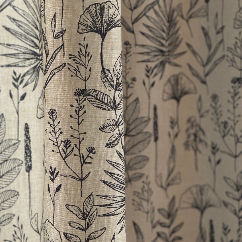 Återvunnen Gardinlängd 2-pack Ralf, Linne/Svart