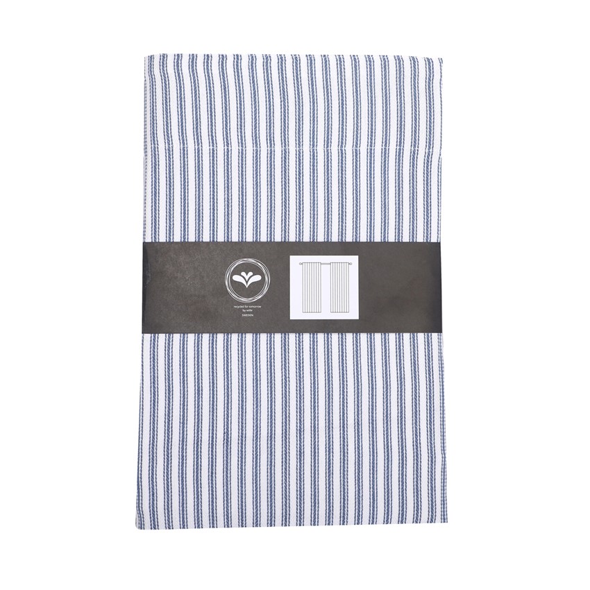 Återvunnen Gardinlängd 2-pack Lina, Gråblå/Vit