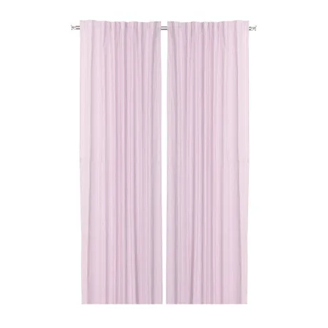 Återvunnen Gardinlängd 2-pack Lina, Ljusrosa/Vit