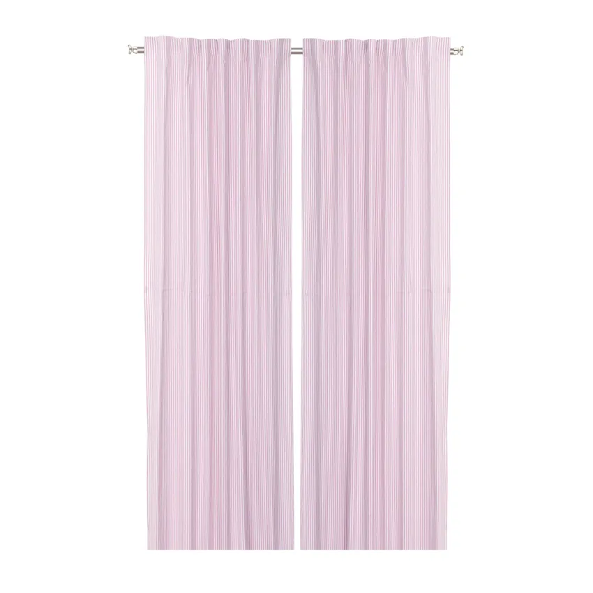Återvunnen Gardinlängd 2-pack Lina, Ljusrosa/Vit