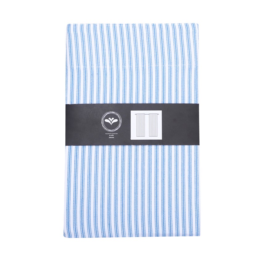 Återvunnen Gardinlängd 2-pack Lina, Ljusblå/Vit