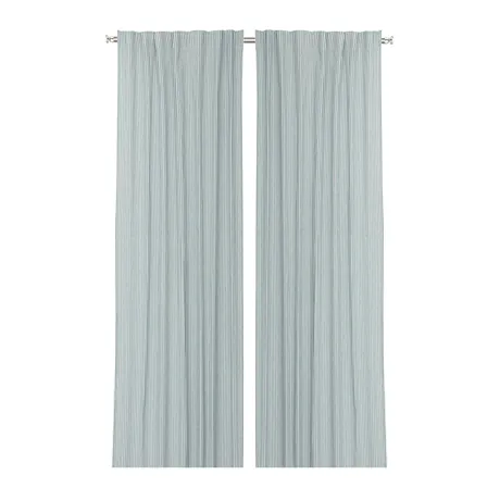 Återvunnen Gardinlängd 2-pack Lina, Grön/Vit