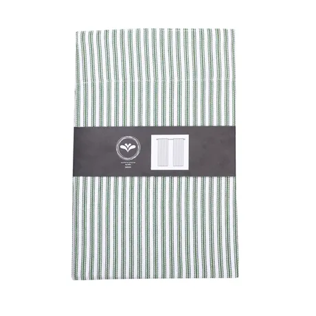 Återvunnen Gardinlängd 2-pack Lina, Grön/Vit