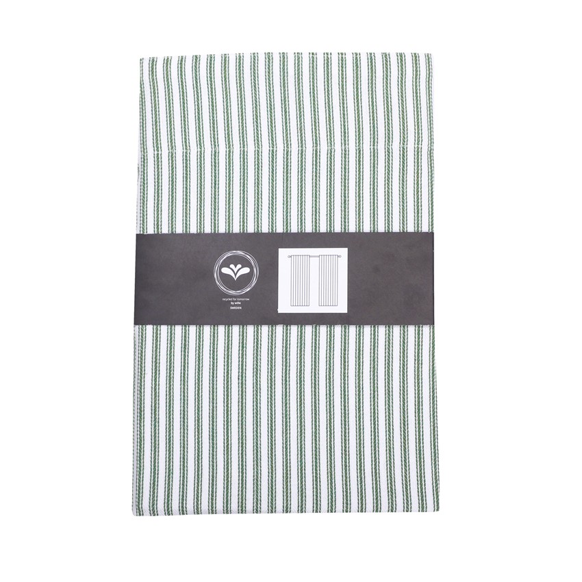 Återvunnen Gardinlängd 2-pack Lina, Grön/Vit