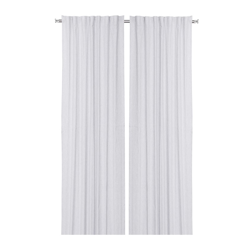 Återvunnen Gardinlängd 2-pack Lina, Ljusgrå/Vit