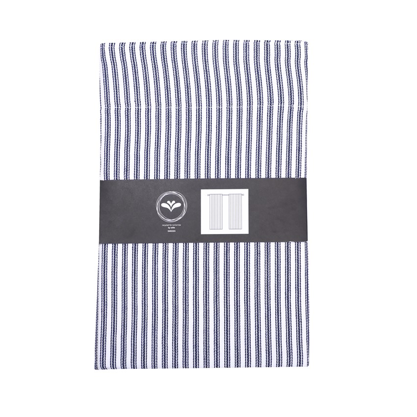 Återvunnen Gardinlängd 2-pack Lina, Marinblå/Vit