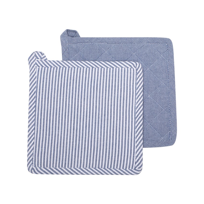 Återvunnen Grytlapp 2-pack Bosse, Gråblå/Vit