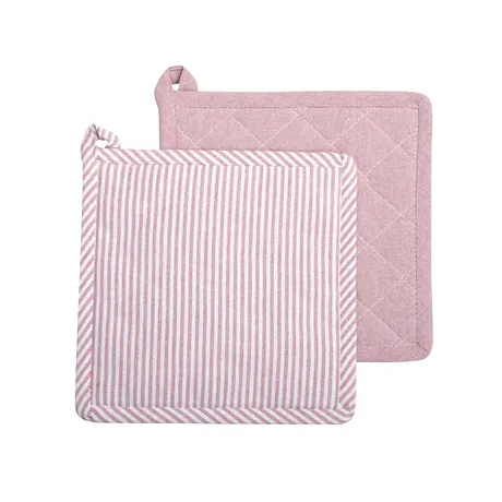 Återvunnen Grytlapp 2-pack Bosse, Ljusrosa/Vit