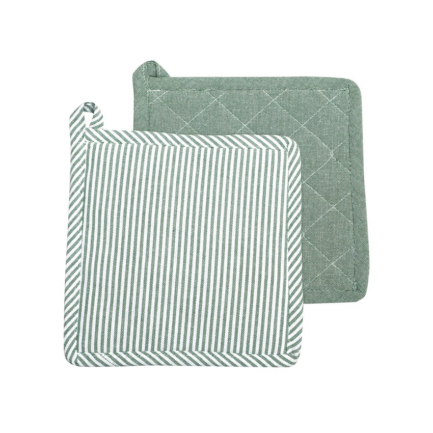 Återvunnen Grytlapp 2-pack Bosse, Grön/Vit