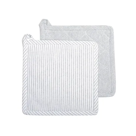 Återvunnen Grytlapp 2-pack Bosse, Ljusgrå/Vit