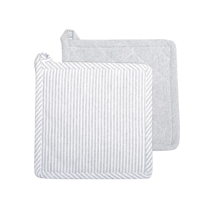 Återvunnen Grytlapp 2-pack Bosse, Ljusgrå/Vit