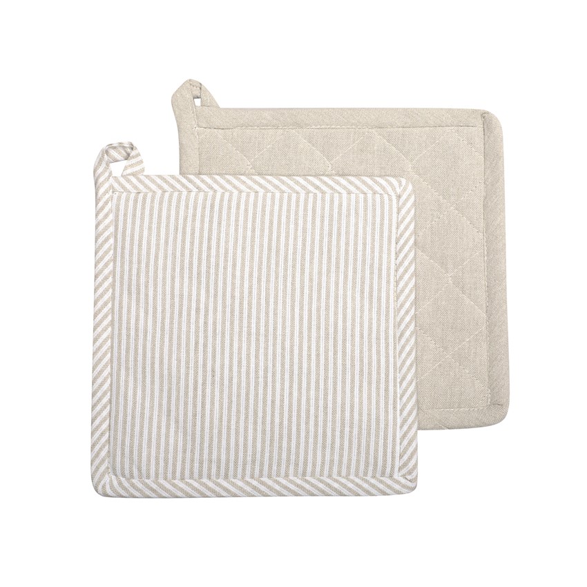 Återvunnen Grytlapp 2-pack Bosse, Linne/Vit