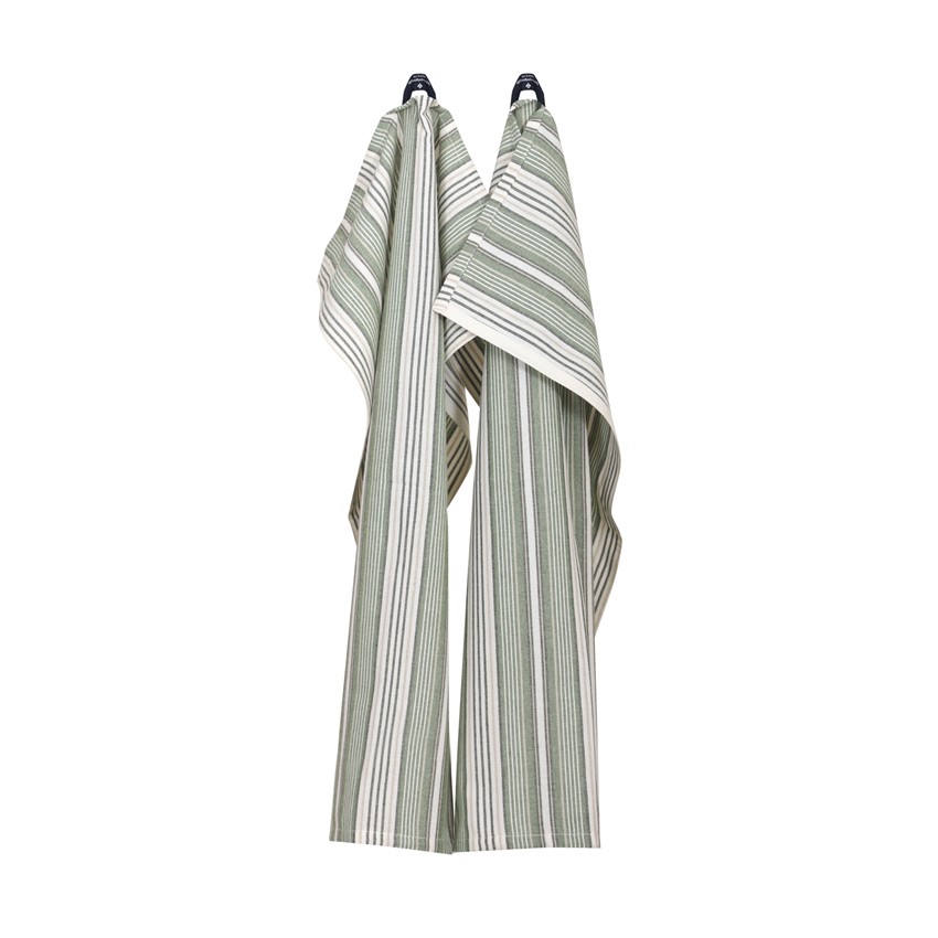 Återvunnen Kökshandduk 2-pack Eden, Grön/Beige