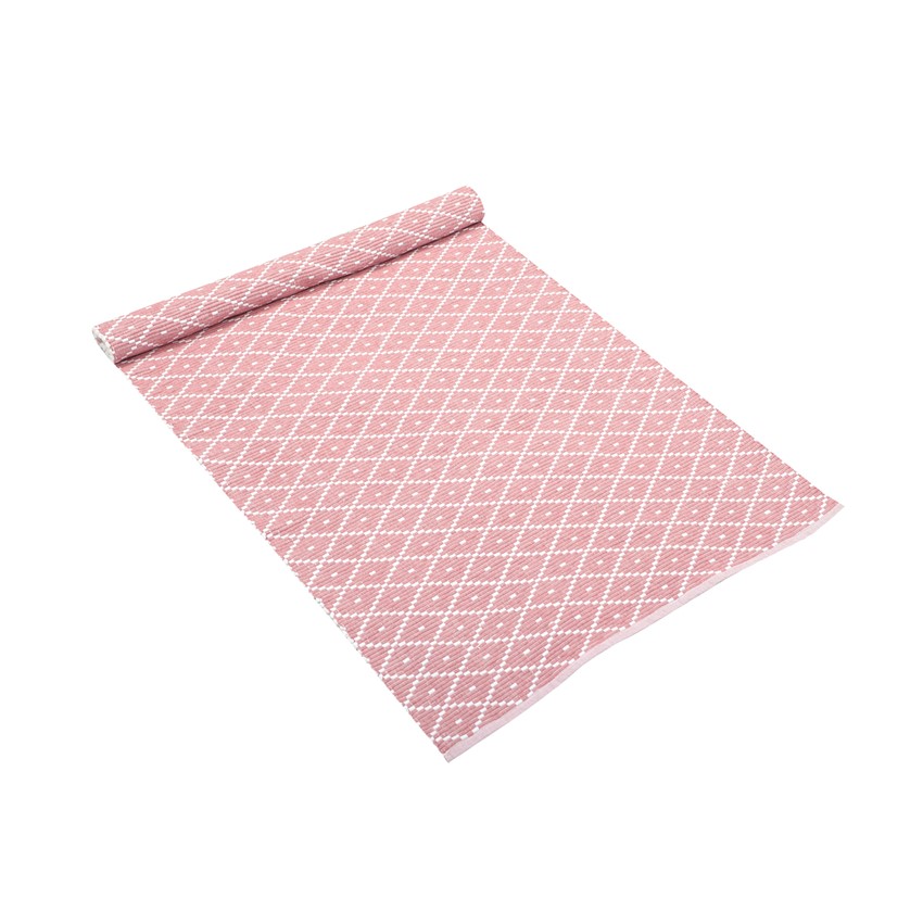 Återvunnen Ripsmatta Ella, Ljusrosa/Vit