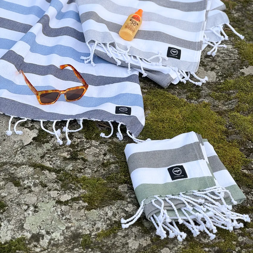 Återvunnet Badlakan Hamam Axel, Olivgrön/Grön