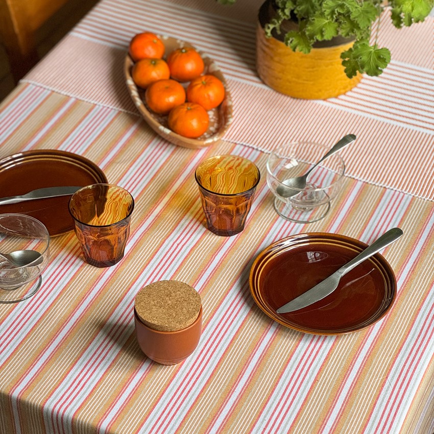 Återvunnen Duk Eden, Gul/Vit