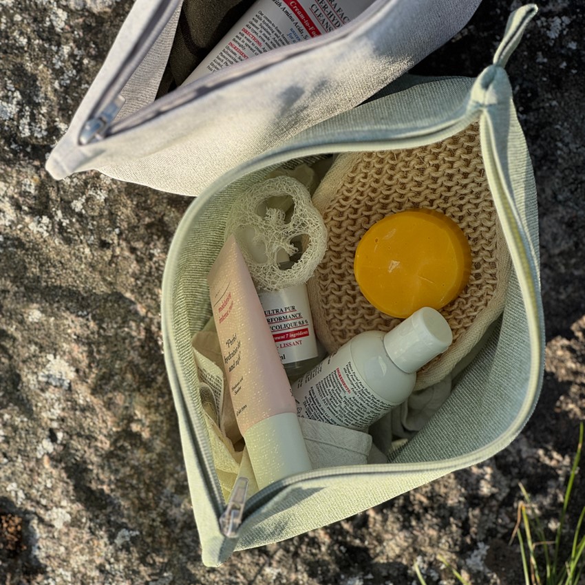 Återvunnen Necessär Elin, Grön/Vit