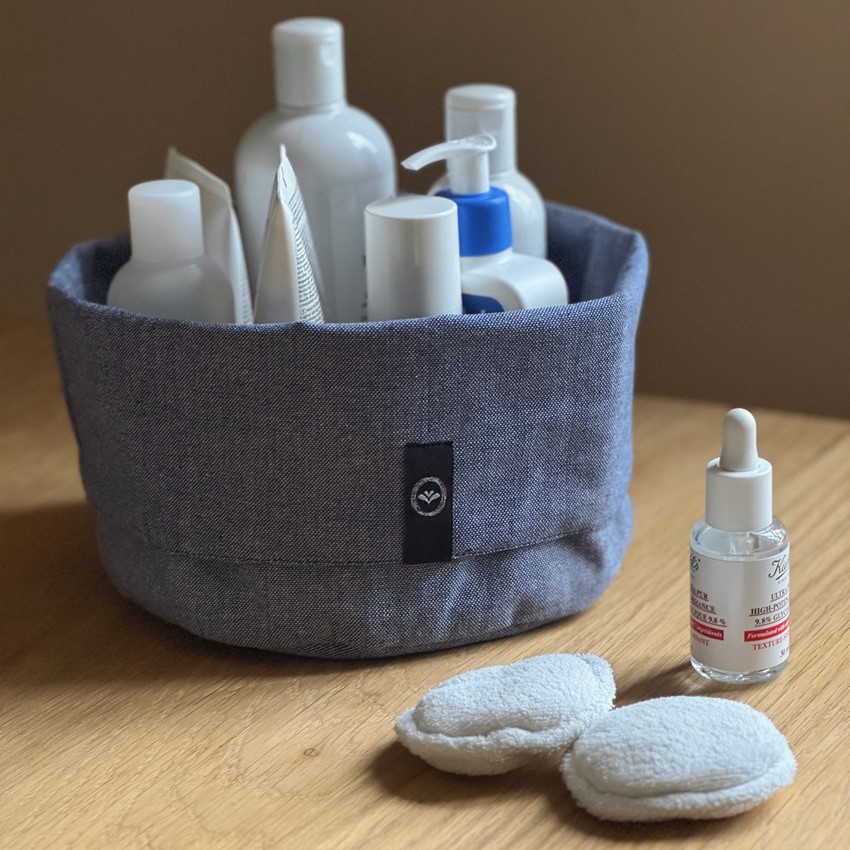 Återvunnen Korg Elin, Marinblå/Vit