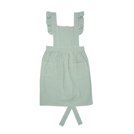 Återvunnet Förkläde Madicken, Volang, Grön/Vit