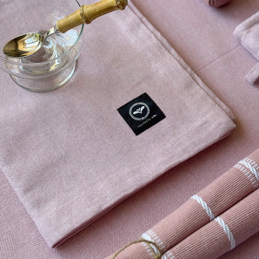 Återvunnen Duk Elin, Ljusrosa/Vit