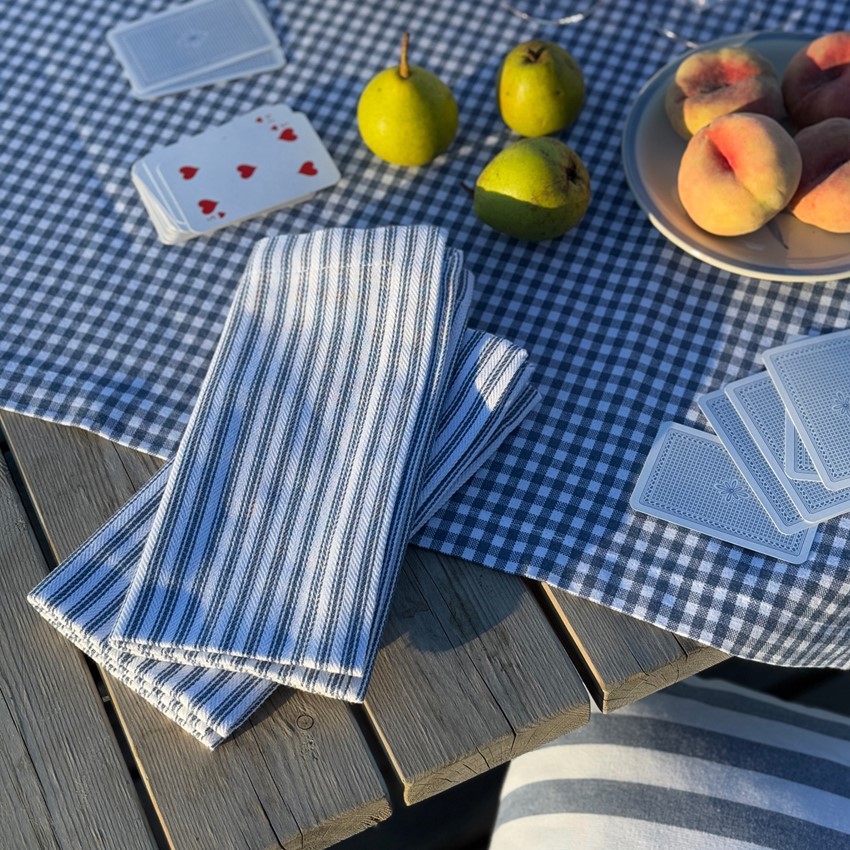 Återvunnen Servett 2-pack Lina, Gråblå/Vit