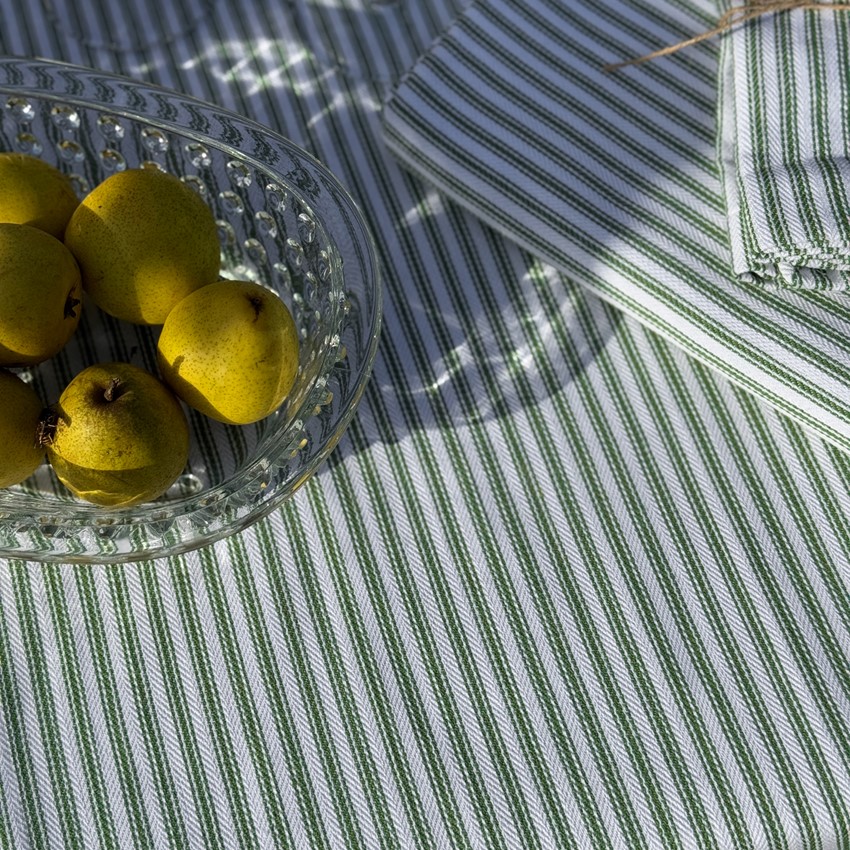 Återvunnen Duk Lina, Grön/Vit