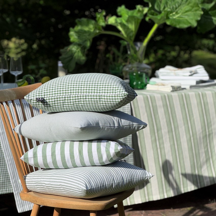 Återvunnet Kuddfodral Pelle, Grön/Vit