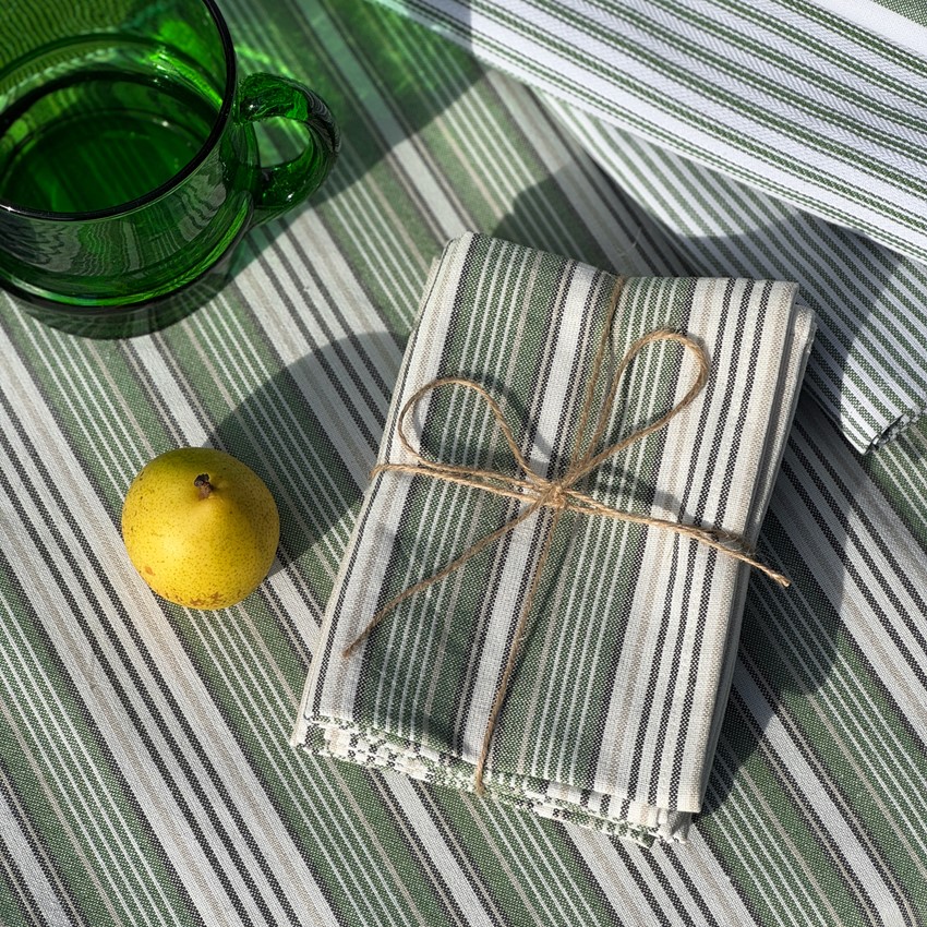 Återvunnen Kökshandduk 2-pack Eden, Grön/Beige