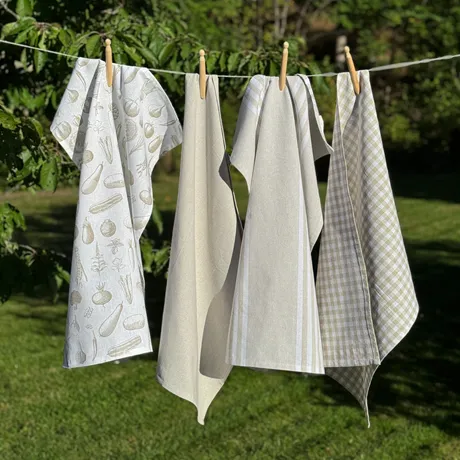 Återvunnen Kökshandduk Recycling Linnea, 4-sortering, Vit/Linne