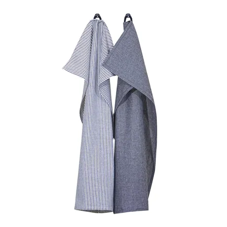 Återvunnen Kökshandduk 2-pack Bosse, Marinblå/Vit