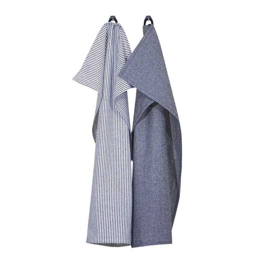 Återvunnen Kökshandduk 2-pack Bosse, Marinblå/Vit