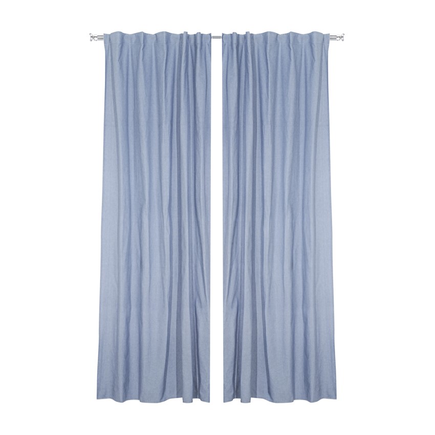 Återvunnen Gardinlängd 2-pack Elin, Gråblå/Vit