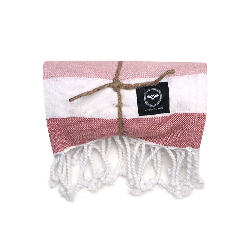 Återvunnet Badlakan Hamam Axel, Rosa/Vit