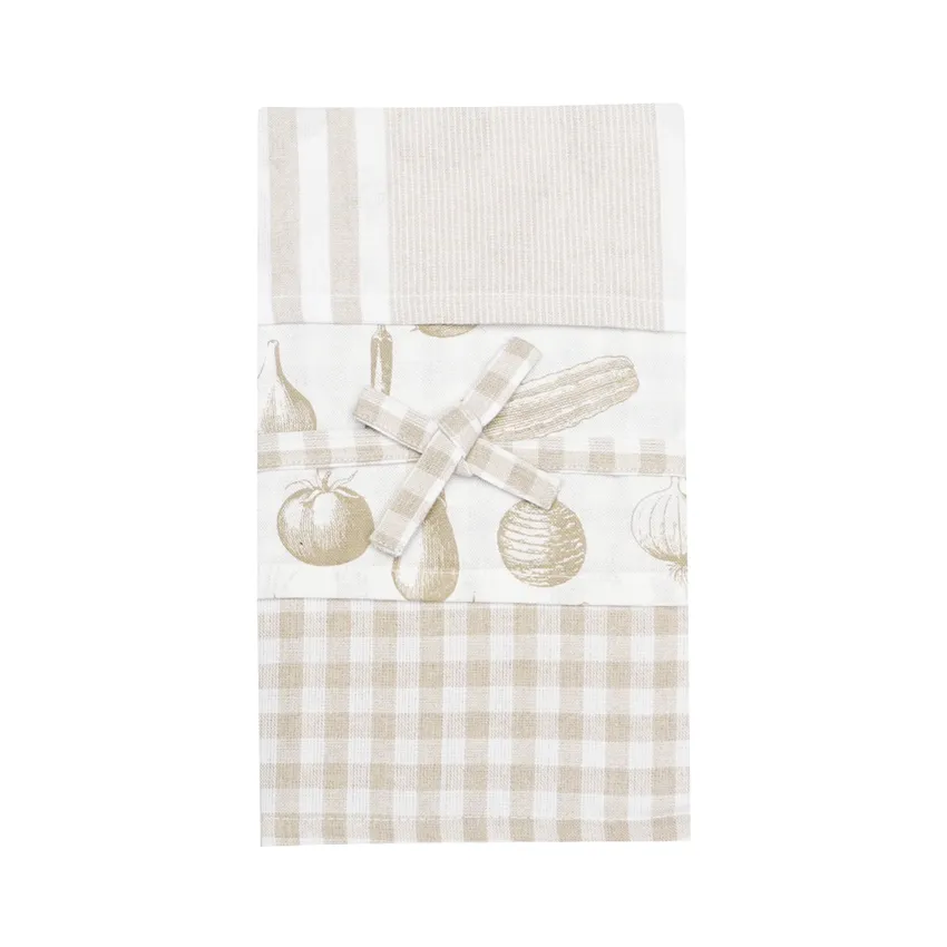 Återvunnen Kökshandduk Linnea, 3-pack, Linne/Vit