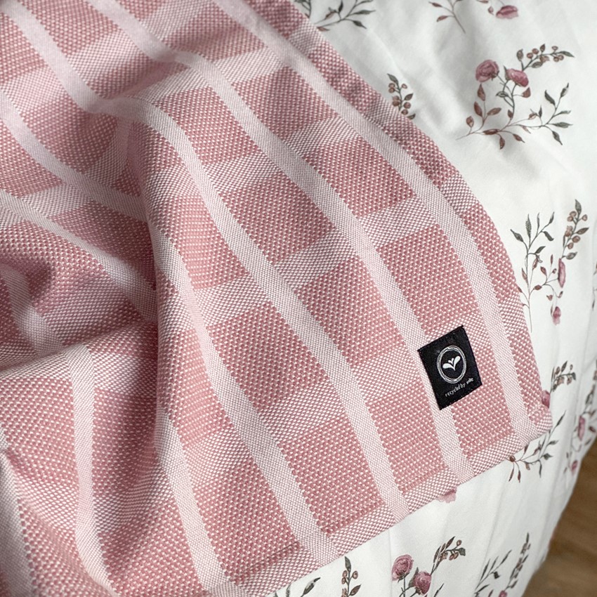 Återvunnet Överkast Bodil, Ljusrosa/Vit